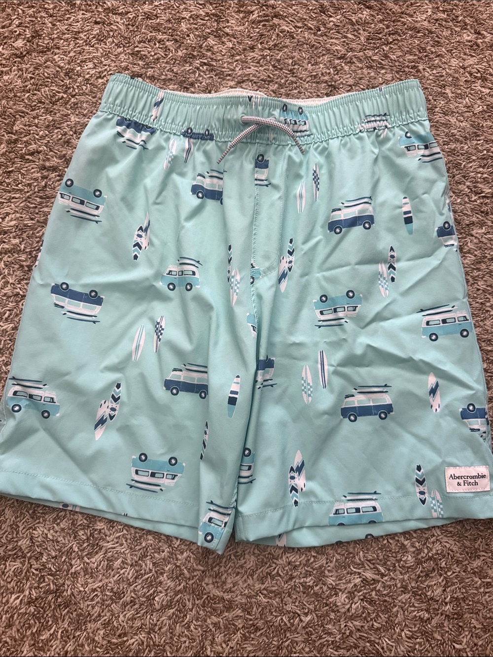 abercrombie kids Light Aqua Blue Surf Van Swim Trunks